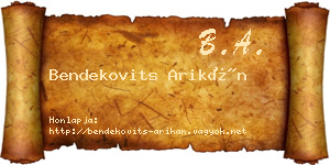 Bendekovits Arikán névjegykártya